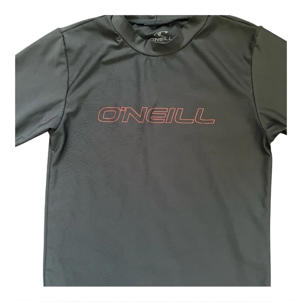 O'Neill activewear swim shirt Boys 6 slim fit black logo monk neck line